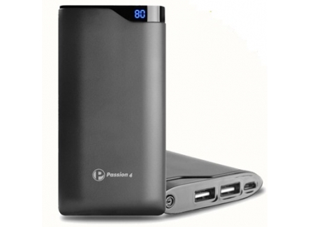 Passion4 20000 Polymer Power Bank 20000mAh,Digital Display Screen with rubber oil coating, Black