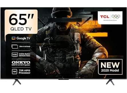 TCL Smart Frameless QLED TV 65 inch built-in receiver, 4K, 144 Freequency- for gaming