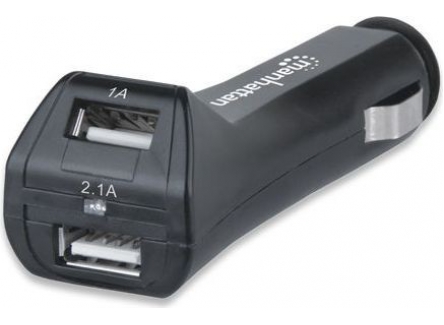 Manhattan 101721 PopCharge Auto Duo, Automotive USB Charger with 2 Ports